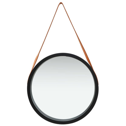 Specchio da Parete con Cinghia 50 cm Nero - homemem39