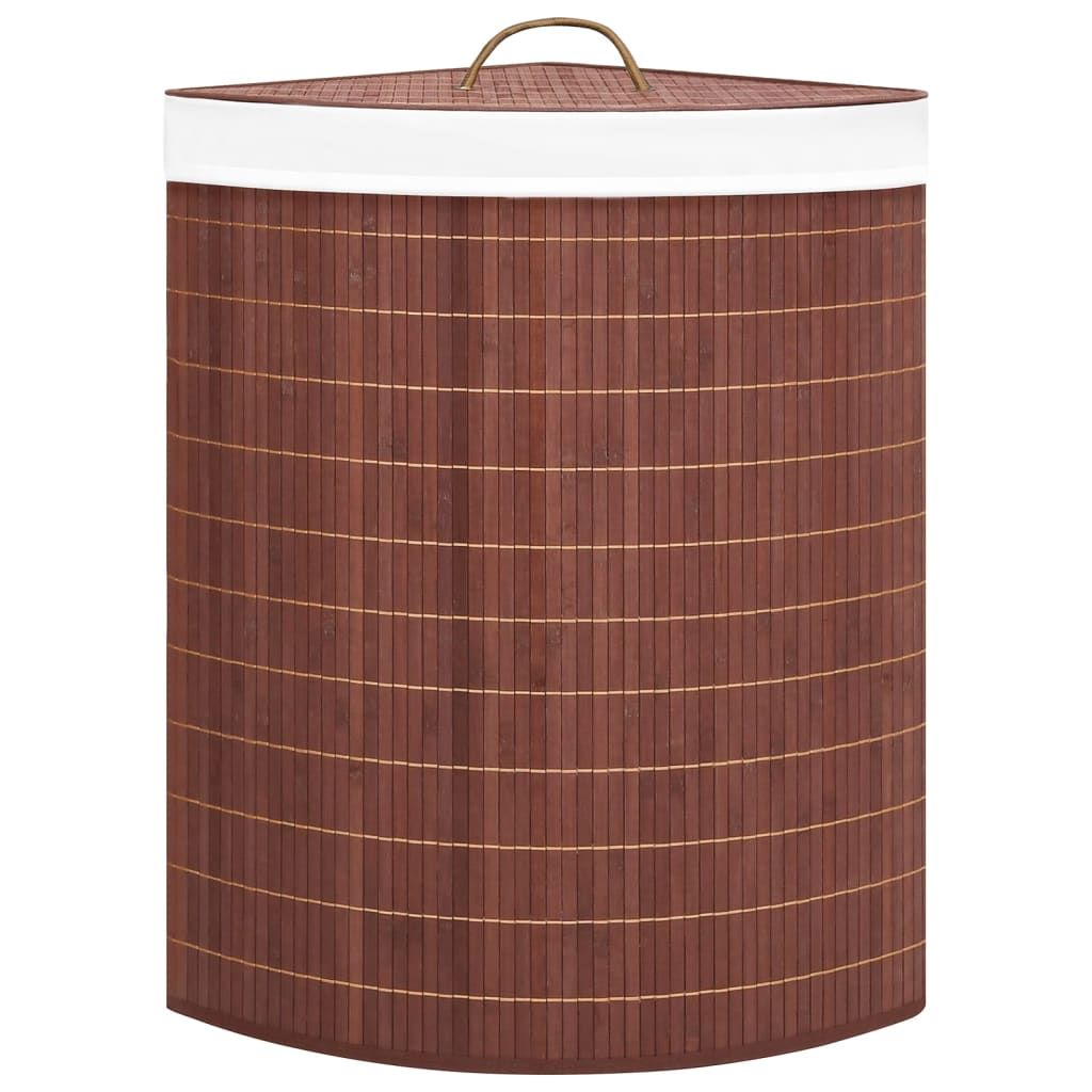 Cesto Portabiancheria Angolare in Bambù Marrone 60 L | homemem39