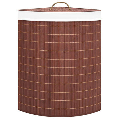 Cesto Portabiancheria Angolare in Bambù Marrone 60 L | homemem39
