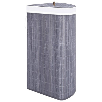 Cesto Portabiancheria Angolare in Bambù Grigio 60 L | homemem39