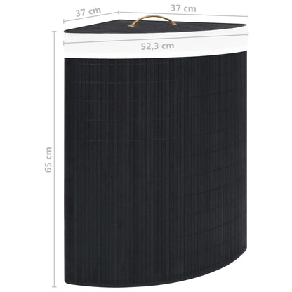 Cesto Portabiancheria Angolare in Bambù Nero 60 L | homemem39