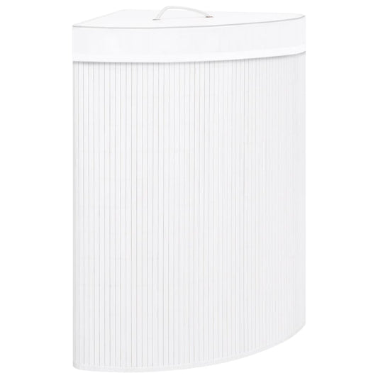 Cesto Portabiancheria Angolare in Bambù Bianco 60 L | homemem39