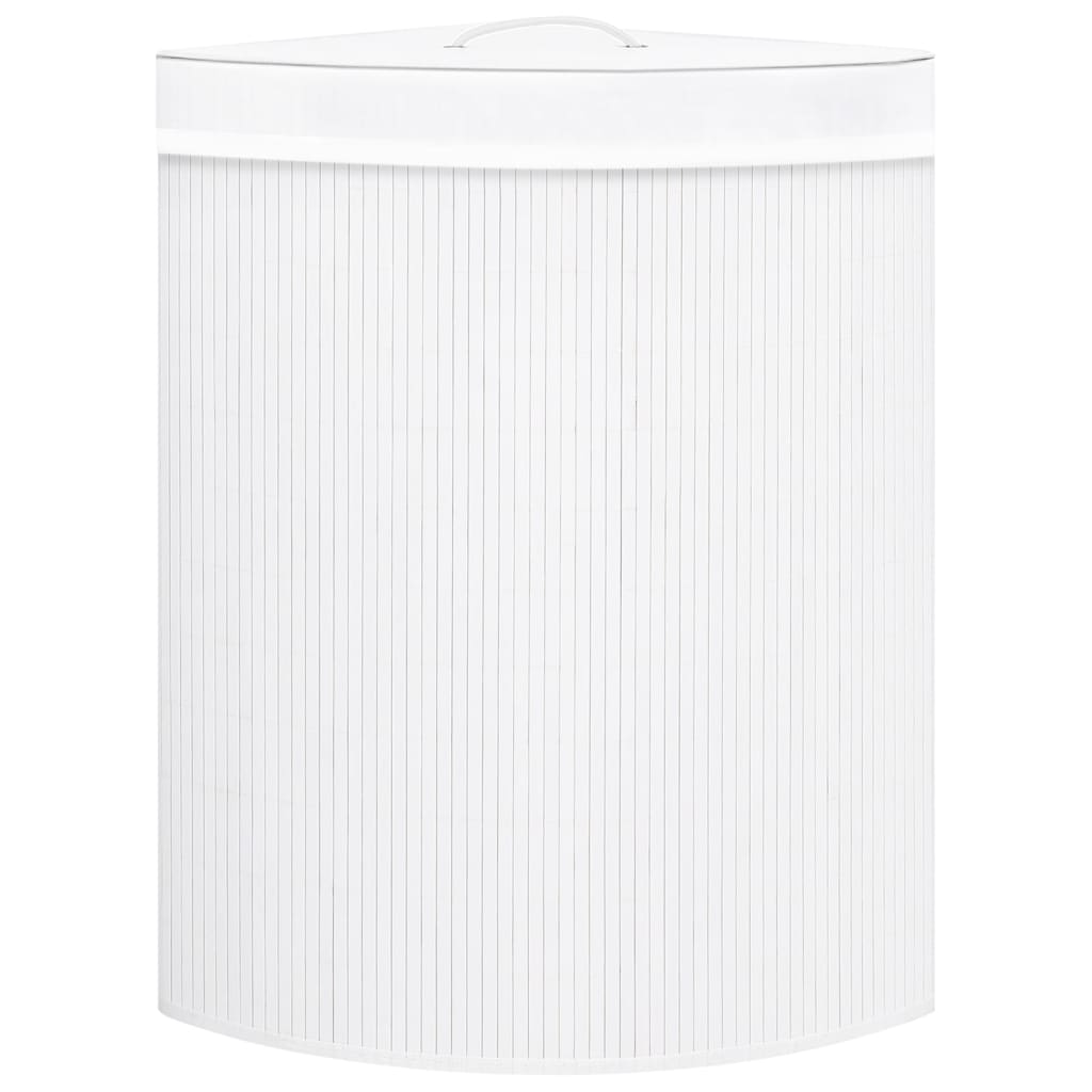 Cesto Portabiancheria Angolare in Bambù Bianco 60 L | homemem39