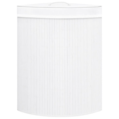 Cesto Portabiancheria Angolare in Bambù Bianco 60 L | homemem39