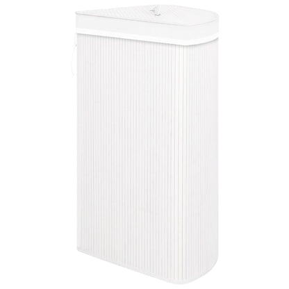 Cesto Portabiancheria Angolare in Bambù Bianco 60 L | homemem39