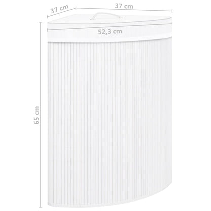 Cesto Portabiancheria Angolare in Bambù Bianco 60 L | homemem39