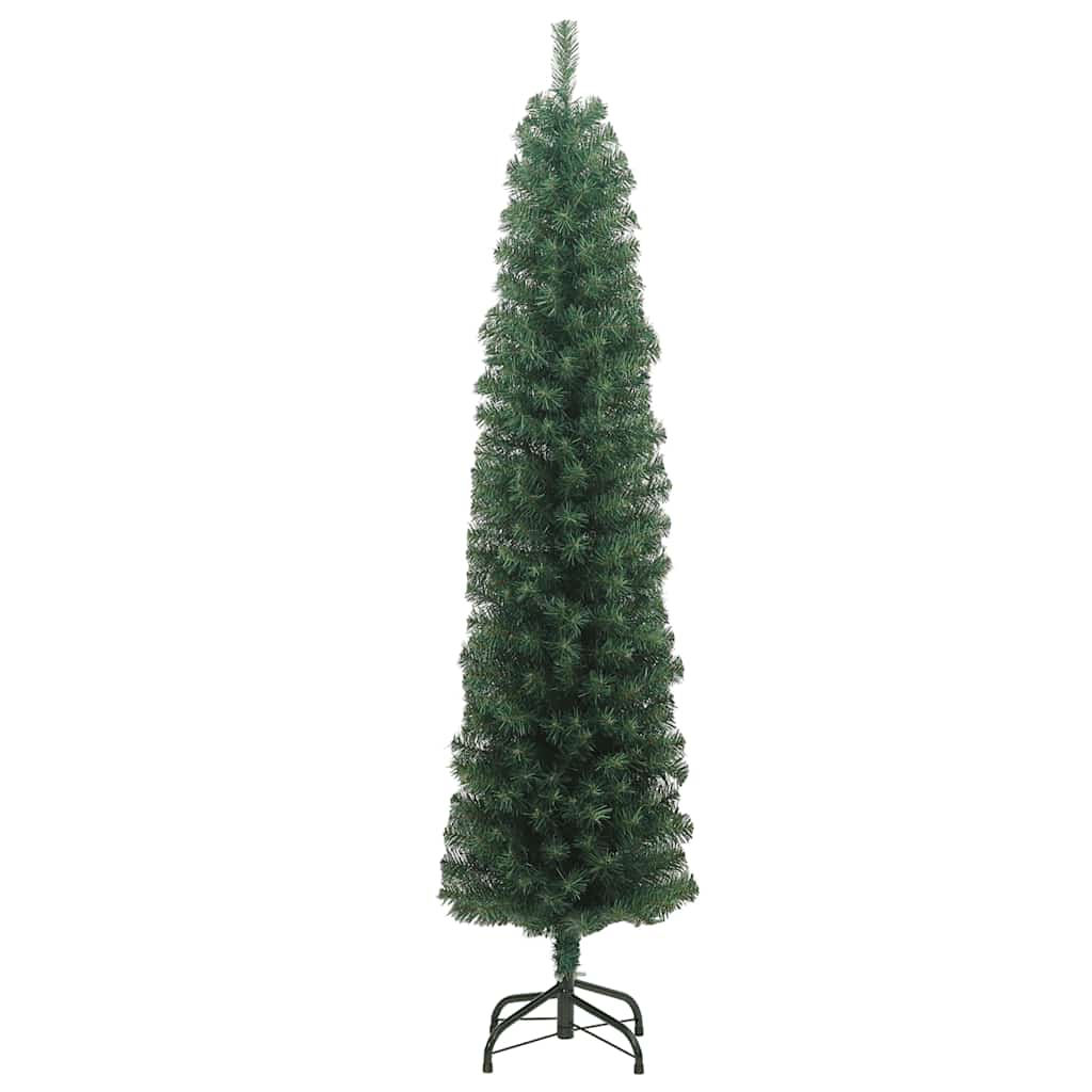 Albero di Natale Artificiale Sottile con Base Verde 210 cm PVC | homemem39