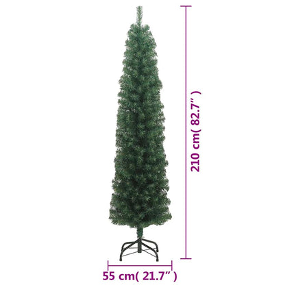 Albero di Natale Artificiale Sottile con Base Verde 210 cm PVC | homemem39