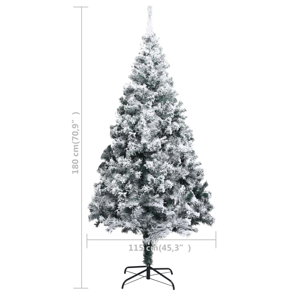 Albero di Natale Artificiale con Neve Fioccata Verde 180 cm PVC