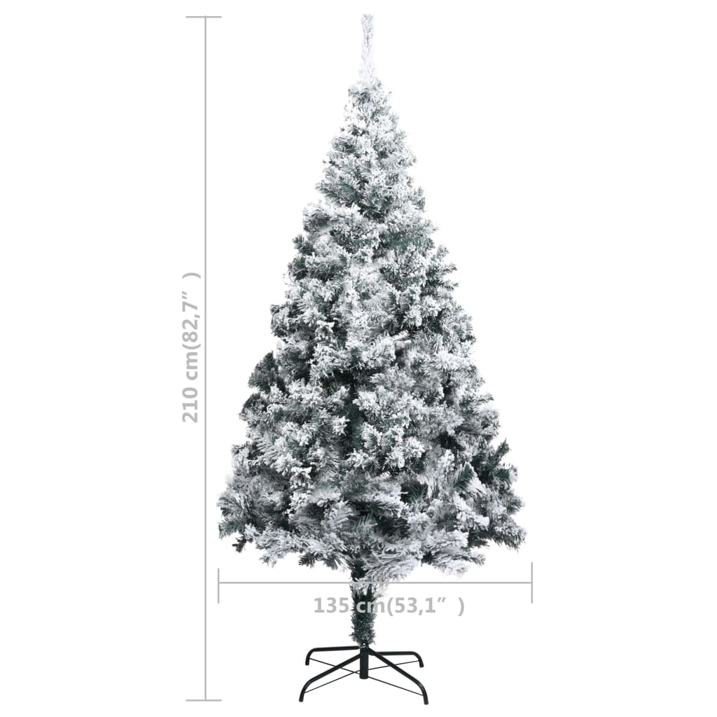 Albero di Natale Artificiale con Neve Fioccata Verde 210 cm PVC | homemem39