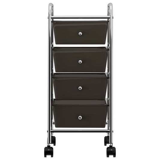 Carrello Portaoggetti Mobile con 4 Cassetti Nero in Plastica - homemem39