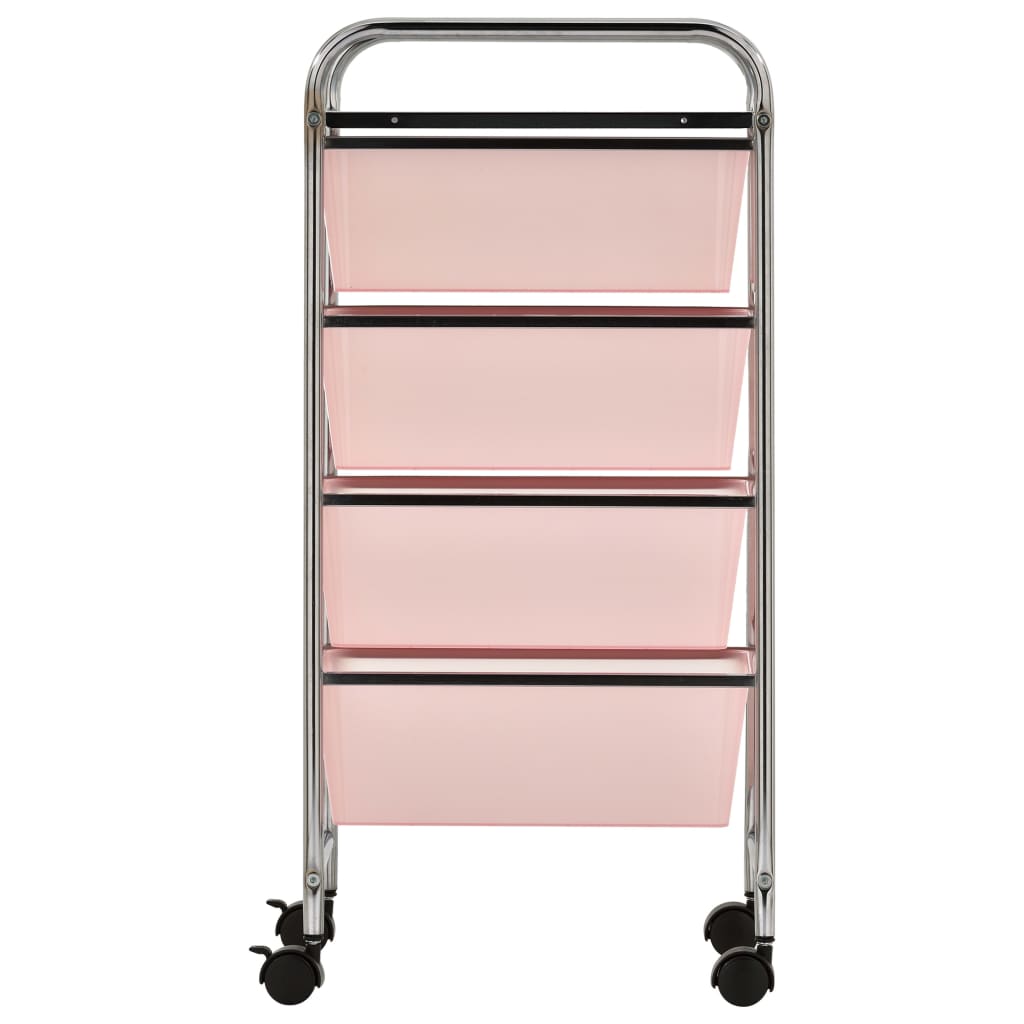 Carrello Portaoggetti Mobile con 4 Cassetti Rosa in Plastica
