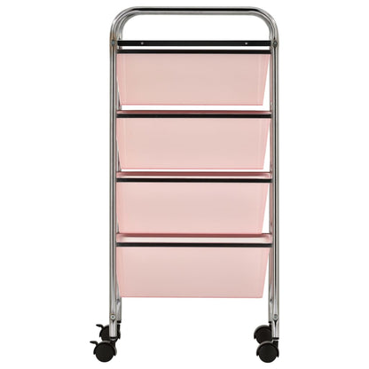Carrello Portaoggetti Mobile con 4 Cassetti Rosa in Plastica