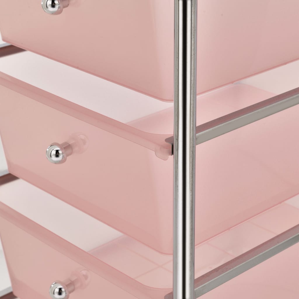 Carrello Portaoggetti Mobile con 4 Cassetti Rosa in Plastica