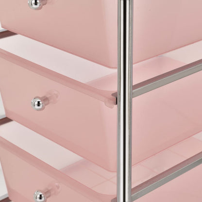 Carrello Portaoggetti Mobile con 4 Cassetti Rosa in Plastica