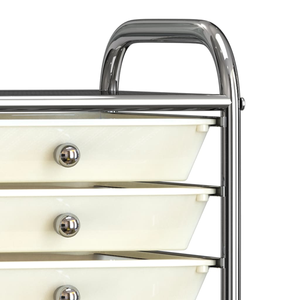 Carrello Portaoggetti Mobile con 10 Cassetti Bianco in Plastica
