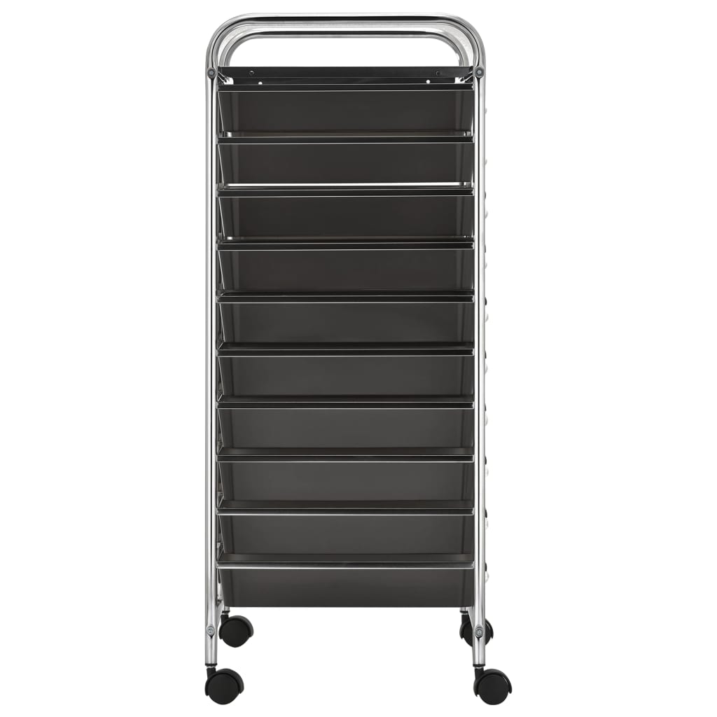 Carrello Portaoggetti XXL con 15 Cassetti Nero in Plastica