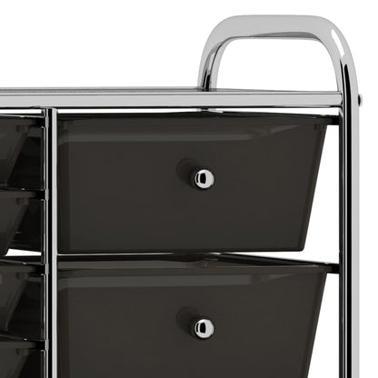 Carrello Portaoggetti XXL con 15 Cassetti Nero in Plastica