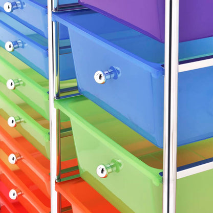 Carrello Portaoggetti XXL 15 Cassetti Multicolore in Plastica
