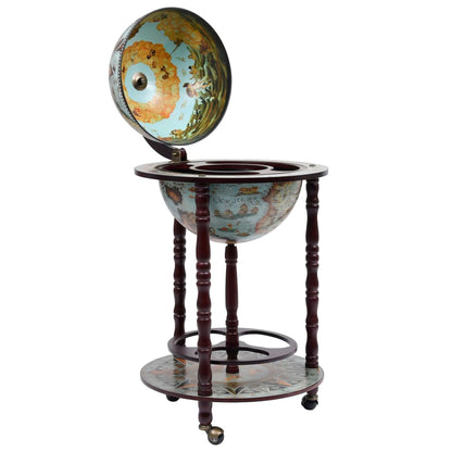 Minibar a Forma di Globo con Supporto in Legno di Eucalipto Blu | homemem39