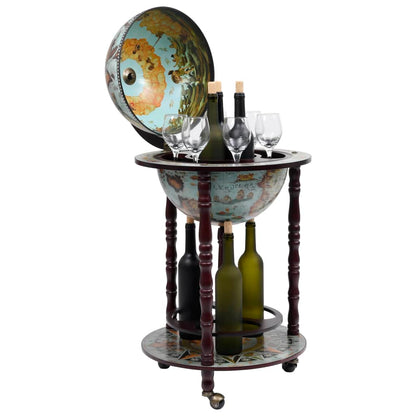 Minibar a Forma di Globo con Supporto in Legno di Eucalipto Blu | homemem39