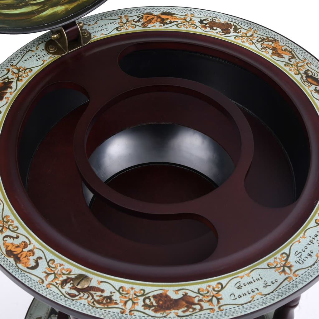 Minibar a Forma di Globo con Supporto in Legno di Eucalipto Blu - homemem39