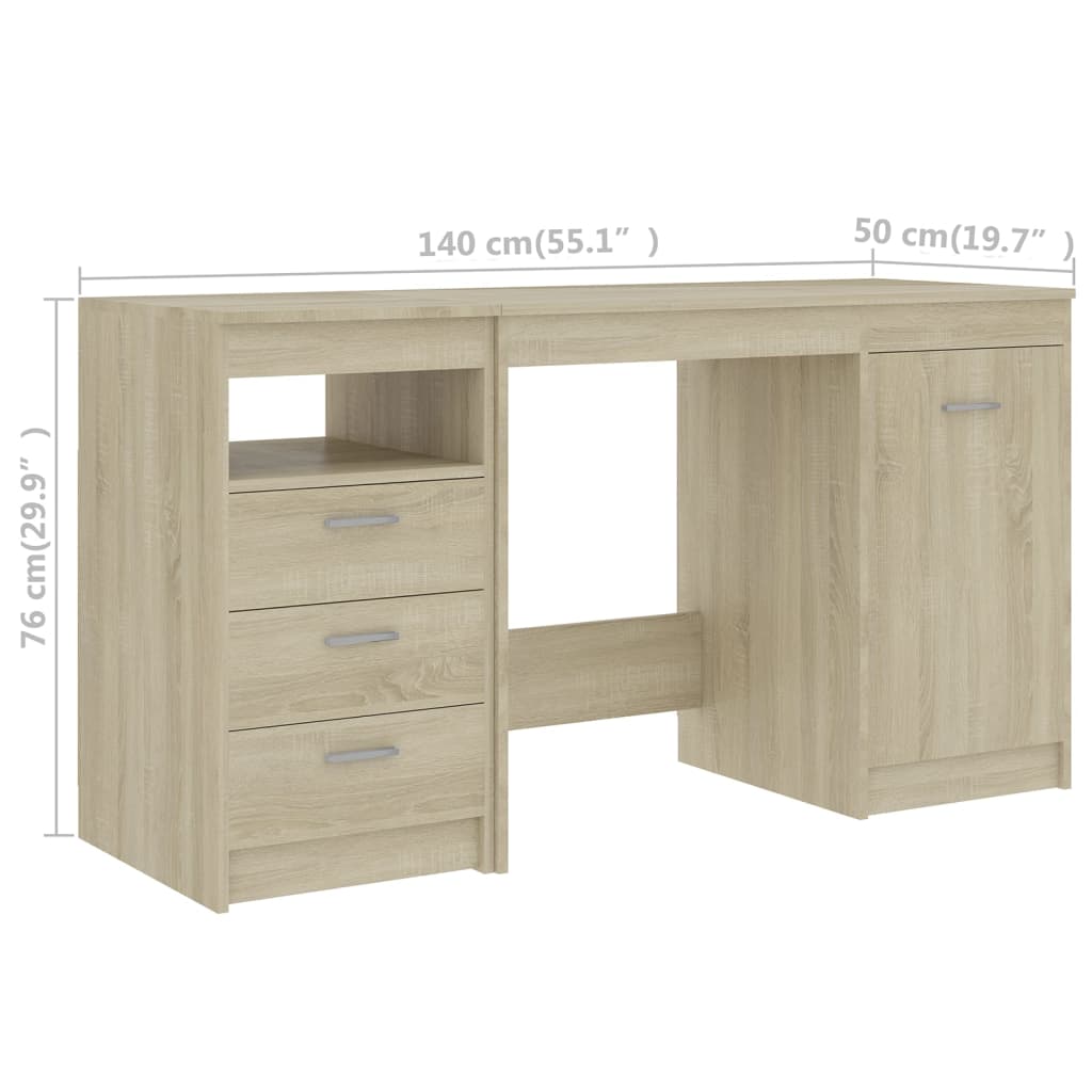 Scrivania Rovere Sonoma 140x50x76 cm in Truciolato | homemem39