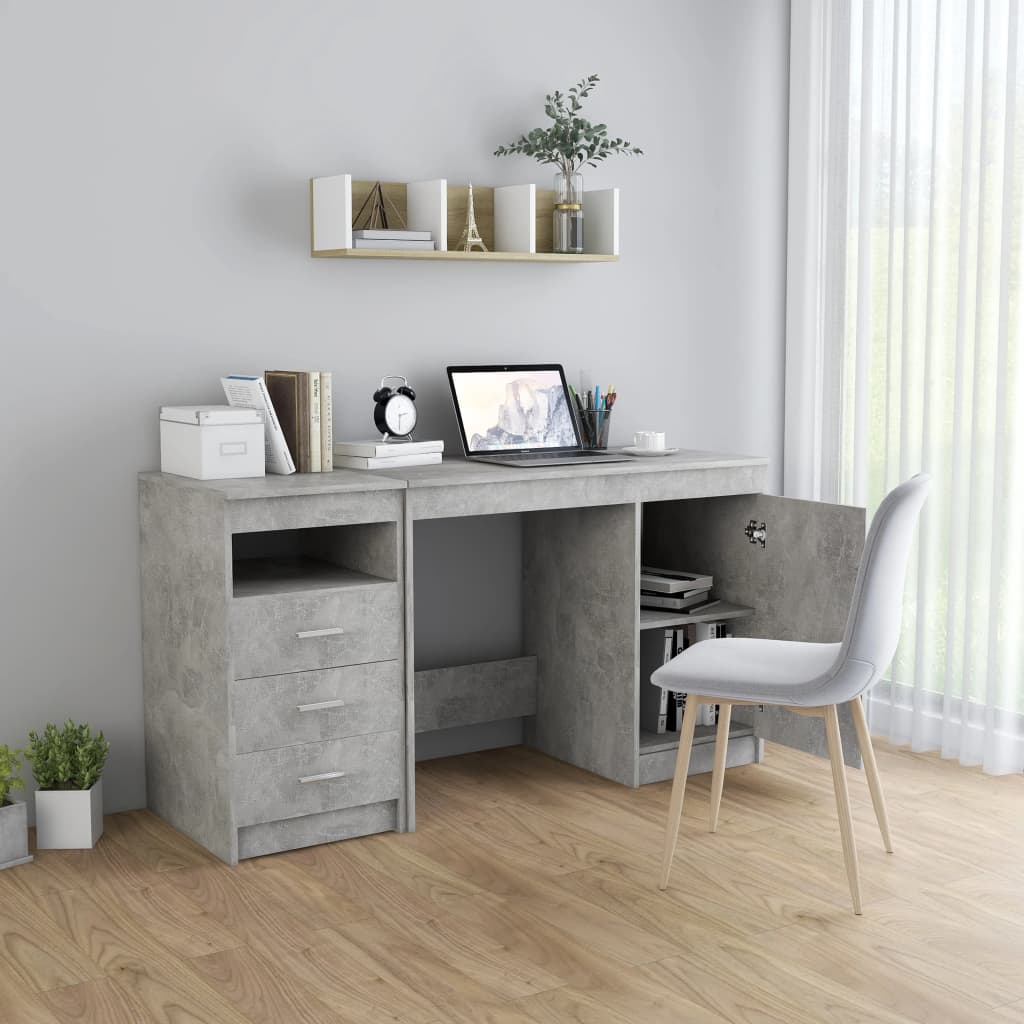 Scrivania Grigio Cemento 140x50x76 cm in Truciolato | homemem39