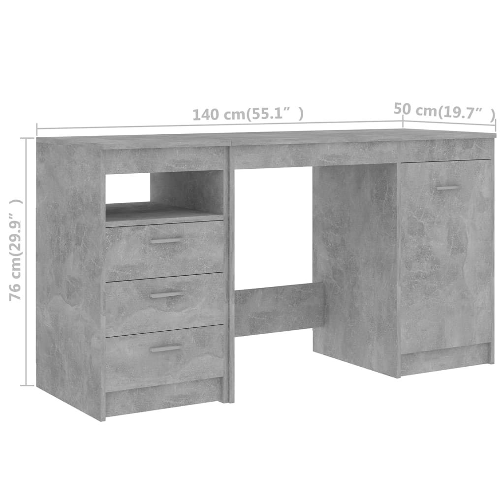 Scrivania Grigio Cemento 140x50x76 cm in Truciolato | homemem39