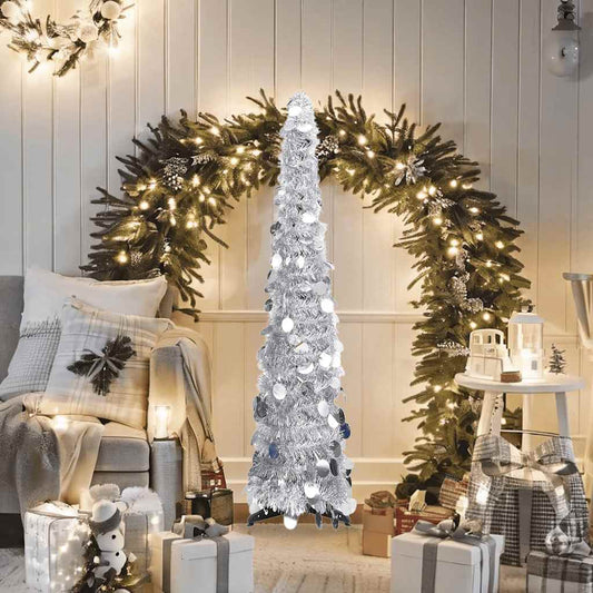 Albero di Natale Artificiale Apribile Argento 120 cm PET