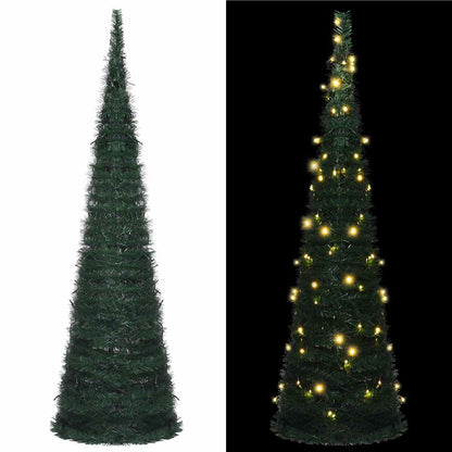 Albero di Natale with LED String Lights Verde 150 x 150 cm PVC