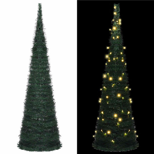 Albero di Natale with LED String Lights Verde 150 x 150 cm PVC