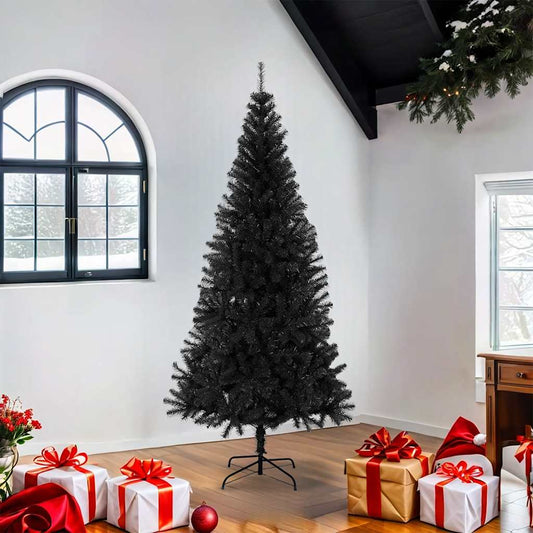 Albero di Natale Artificiale Sottile con Base Nero 180 cm PVC