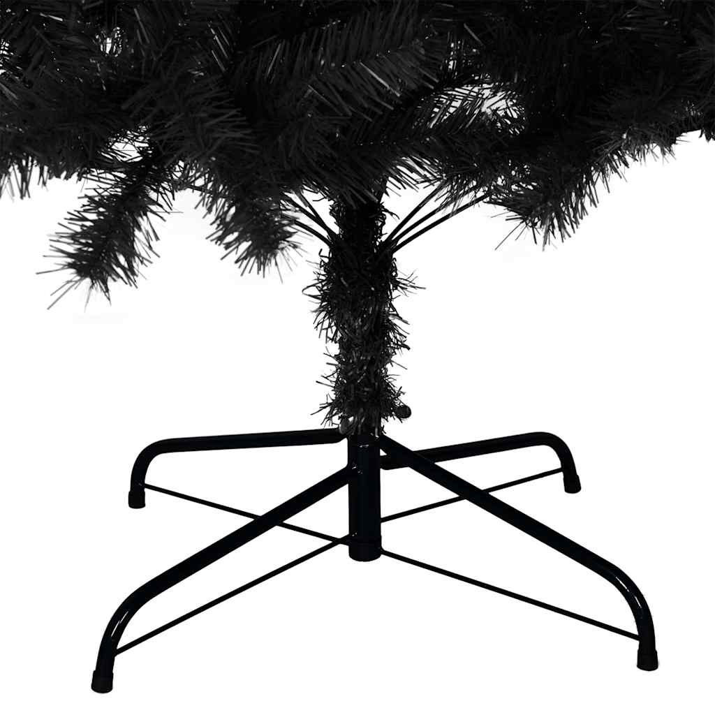 Albero di Natale Artificiale Sottile con Base Nero 210 cm PVC
