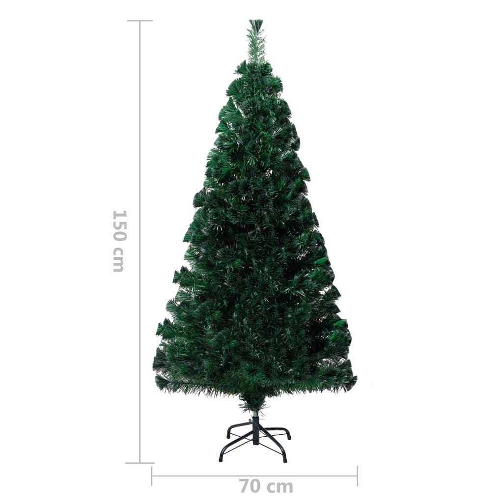 Albero di Natale con Supporto Verde 150 cm in Fibra Ottica