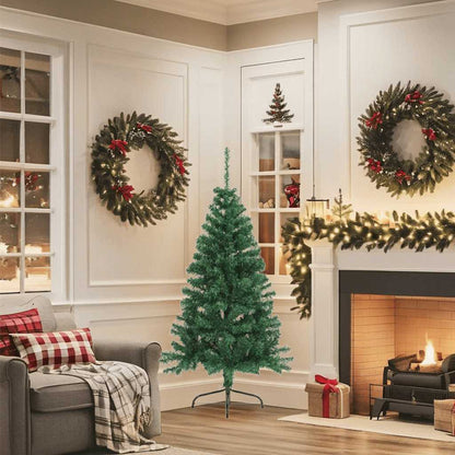 Albero di Natale Artificiale Metà con Supporto Verde 150 cm PVC