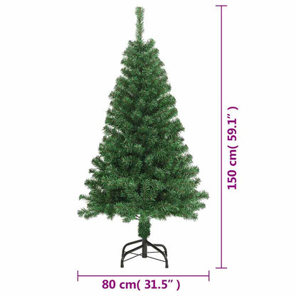 Albero di Natale Artificiale con Rami Spessi Verde 150 cm PVC