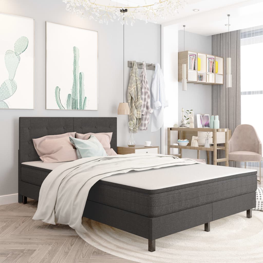 Letto a Molle Grigio Scuro in Tessuto 140x200 cm | homemem39