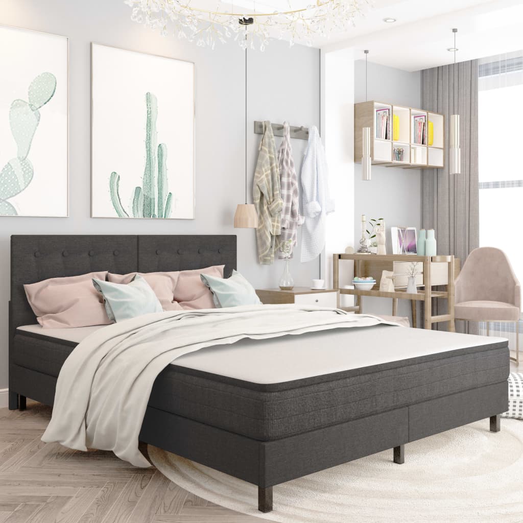 Letto a Molle Grigio Scuro in Tessuto 180x200 cm | homemem39