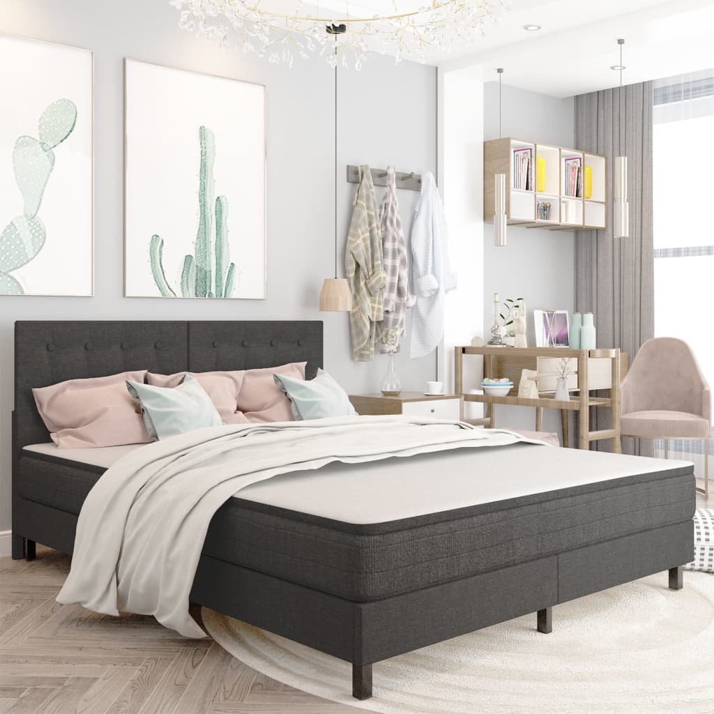 Letto a Molle Grigio Scuro in Tessuto 160x200 cm | homemem39