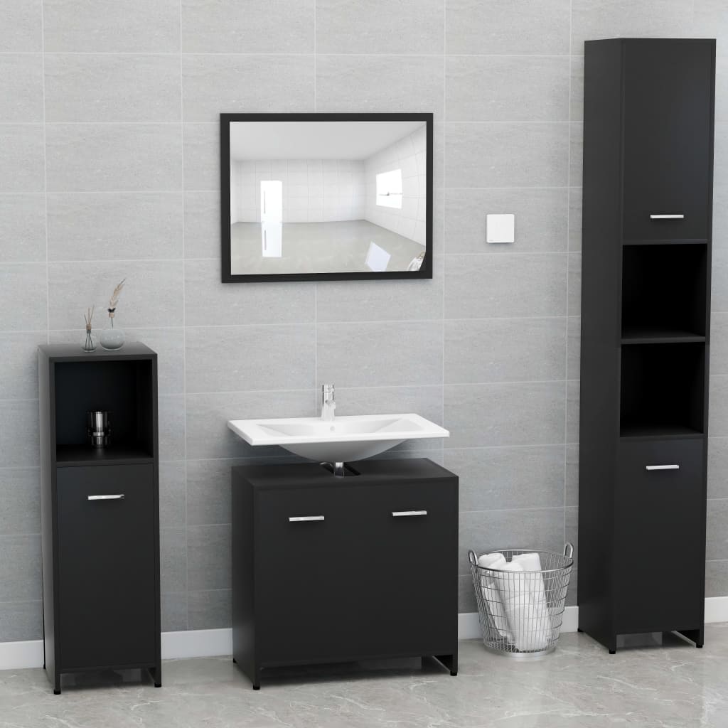 Mobile da Bagno Nero 60x33x61 cm in Legno Multistrato