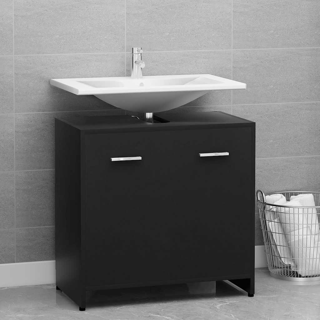 Mobile da Bagno Nero 60x33x61 cm in Legno Multistrato