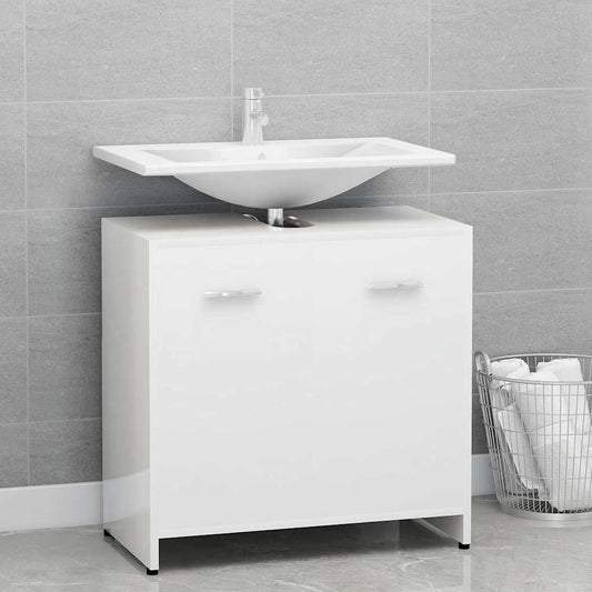 Mobile da Bagno Bianco Lucido 60x33x61 cm in Legno Multistrato