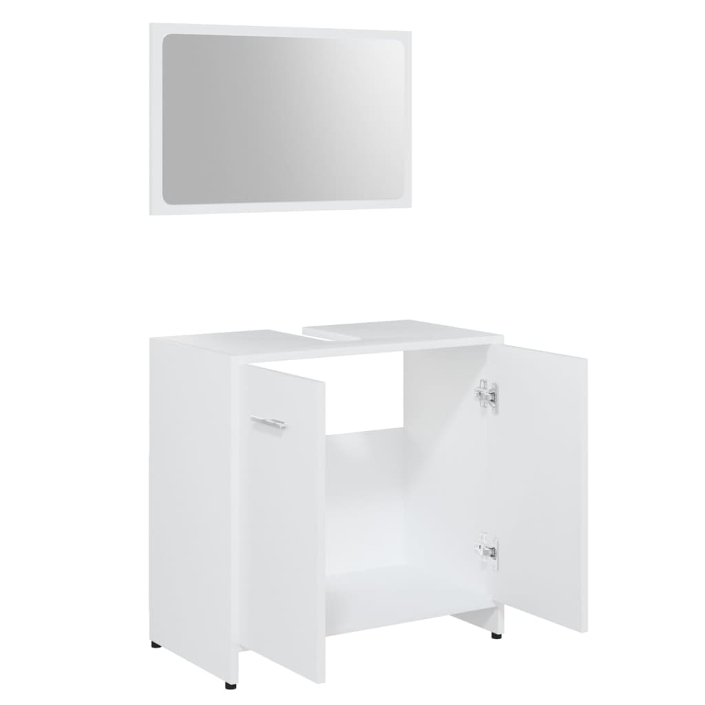 Set Mobili da Bagno Bianco in Legno Multistrato