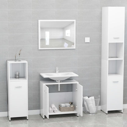 Set Mobili da Bagno Bianco in Legno Multistrato