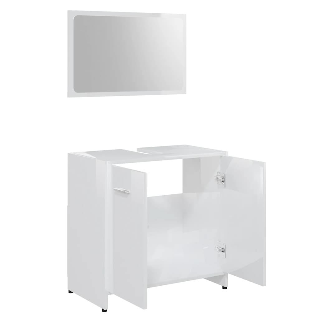 vidaXL Set Mobili da Bagno Bianco Lucido in Legno Multistrato