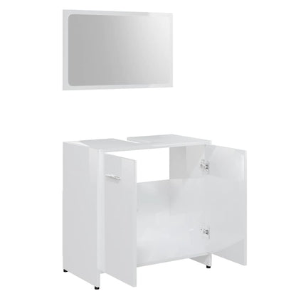 vidaXL Set Mobili da Bagno Bianco Lucido in Legno Multistrato