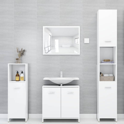 Armadio da Bagno Bianco 30x30x95 cm in Legno Multistrato | homemem39