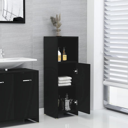 Mobile da Bagno Nero 30x30x95 cm in Legno Multistrato | homemem39