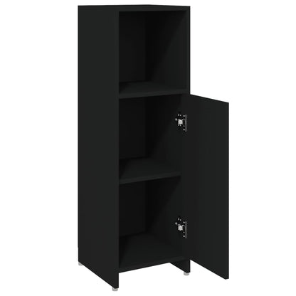 Mobile da Bagno Nero 30x30x95 cm in Legno Multistrato | homemem39